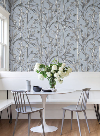 product image for Bambou Toile Wallpaper in Sky Blue 61