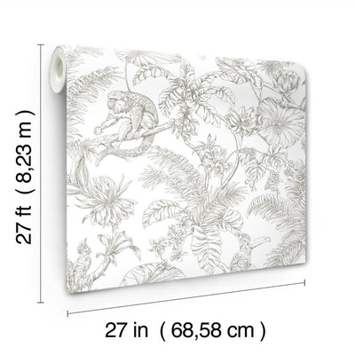 product image for Tropical Sketch Toile Wallpaper in Brown 80