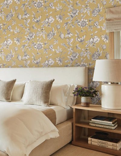 product image for Passion Flower Toile Wallpaper in Harvest 72