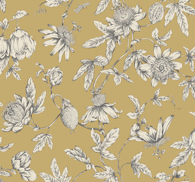 product image for Passion Flower Toile Wallpaper in Harvest 67