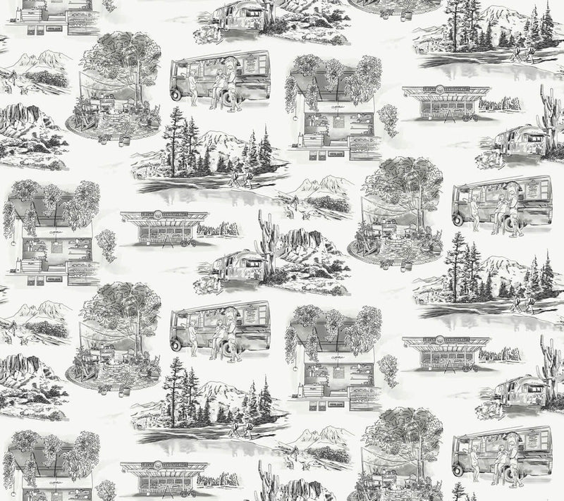 media image for Modern Vista Toile Wallpaper in Black 240