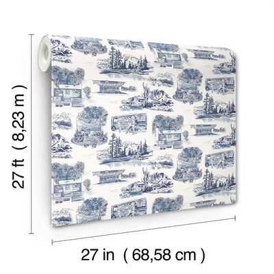 product image for Modern Vista Toile Wallpaper in Navy 96