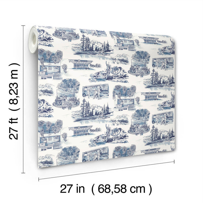 media image for Modern Vista Toile Wallpaper in Navy 244