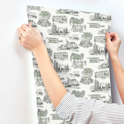 product image for Modern Vista Toile Wallpaper in Evergreen 56