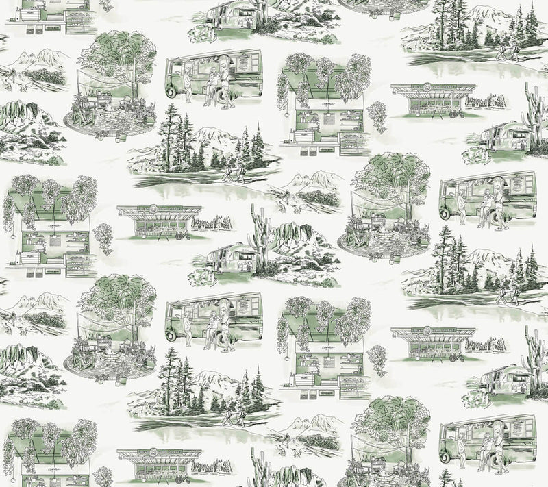 media image for Modern Vista Toile Wallpaper in Evergreen 218