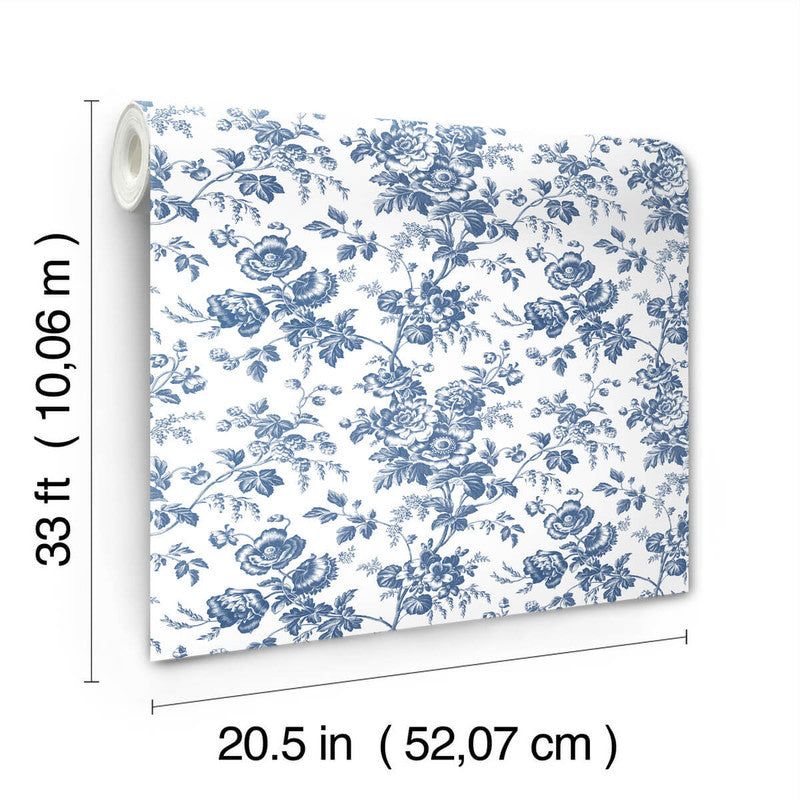 media image for Anemone Toile Wallpaper in Navy 296