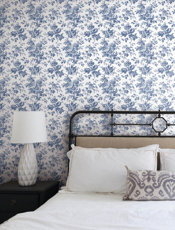media image for Anemone Toile Wallpaper in Navy 282