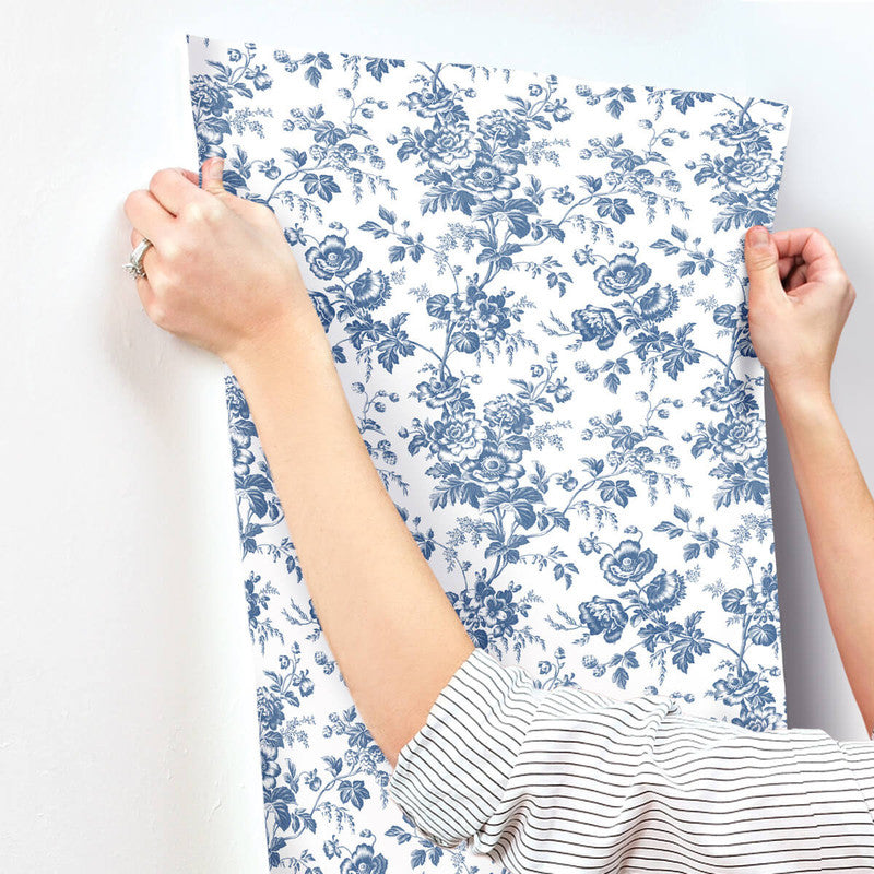 media image for Anemone Toile Wallpaper in Navy 248