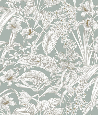 product image for Orchid Conservatory Toile Wallpaper in Seamist & Taupe 60