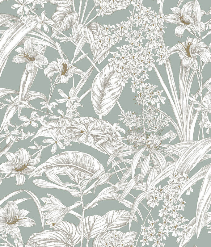 media image for Orchid Conservatory Toile Wallpaper in Seamist & Taupe 221