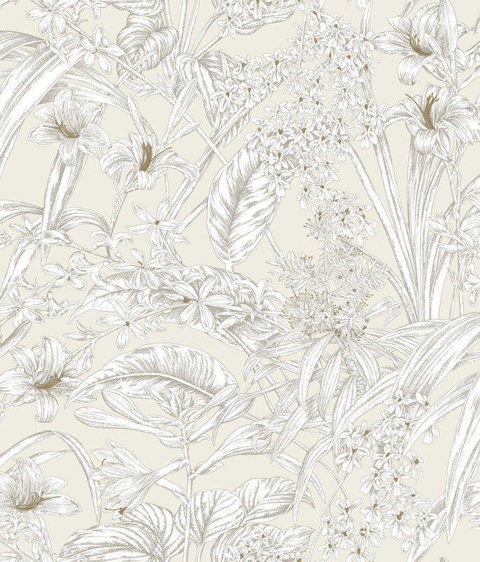 media image for Orchid Conservatory Toile Wallpaper in Beige & Taupe 280