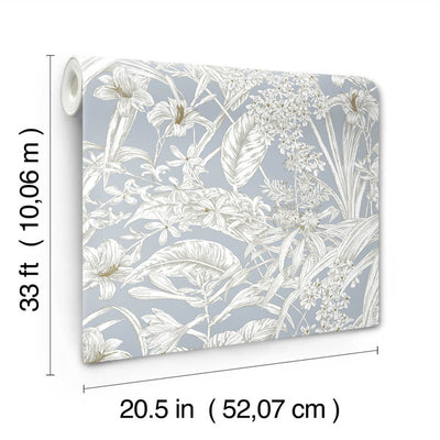 product image for Orchid Conservatory Toile Wallpaper in Blue & Taupe 88