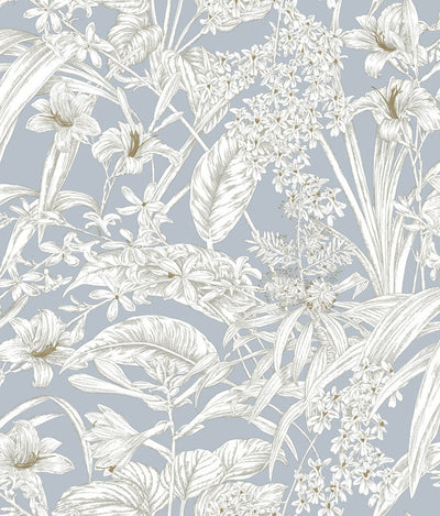 product image for Orchid Conservatory Toile Wallpaper in Blue & Taupe 50