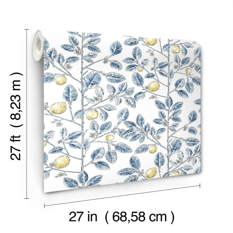 media image for Limoncello Toile Wallpaper in Blue 211