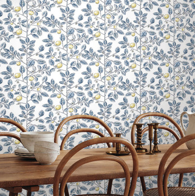 product image for Limoncello Toile Wallpaper in Blue 78