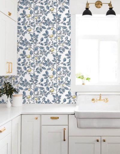 product image for Limoncello Toile Wallpaper in Blue 83