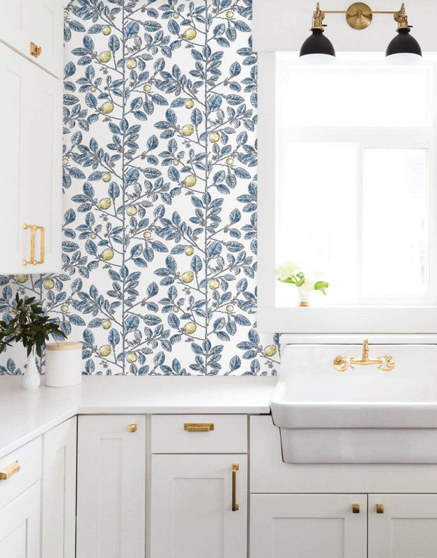 media image for Limoncello Toile Wallpaper in Blue 236