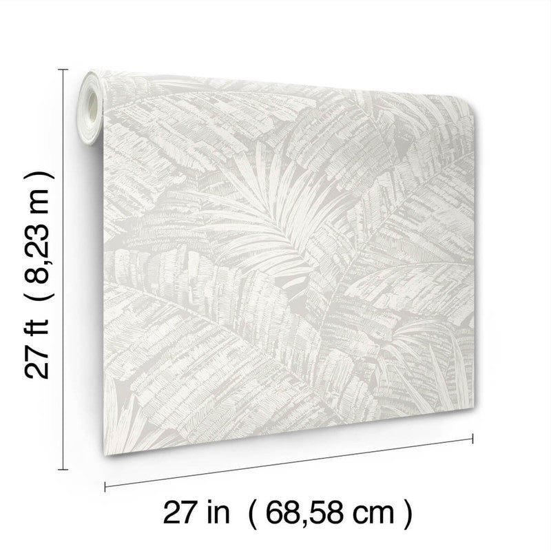 media image for Palm Cove Toile Wallpaper in White & Grey 216