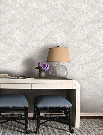 product image for Palm Cove Toile Wallpaper in White & Grey 87