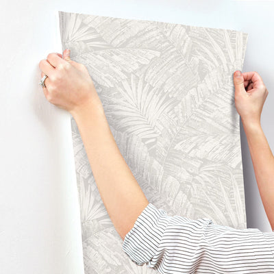 product image for Palm Cove Toile Wallpaper in White & Grey 63