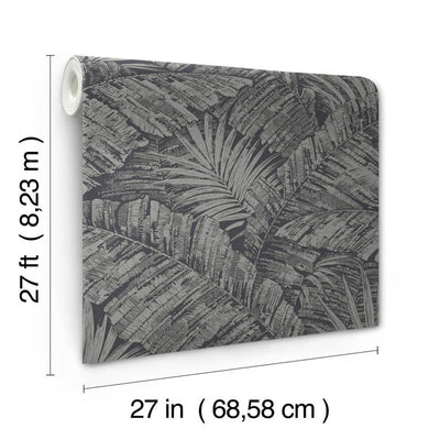 product image for Palm Cove Toile Wallpaper in Silver & Black 77