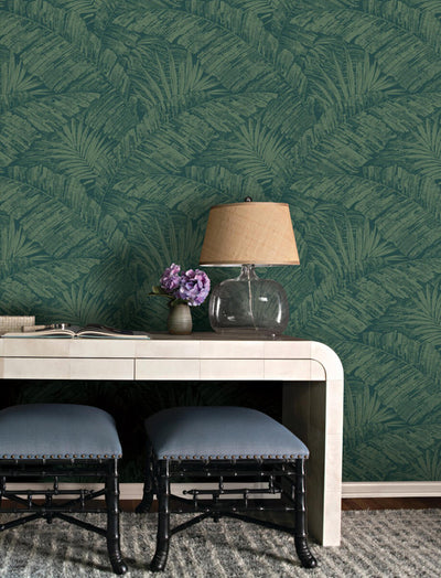 product image for Palm Cove Toile Wallpaper in Emerald Forest 0