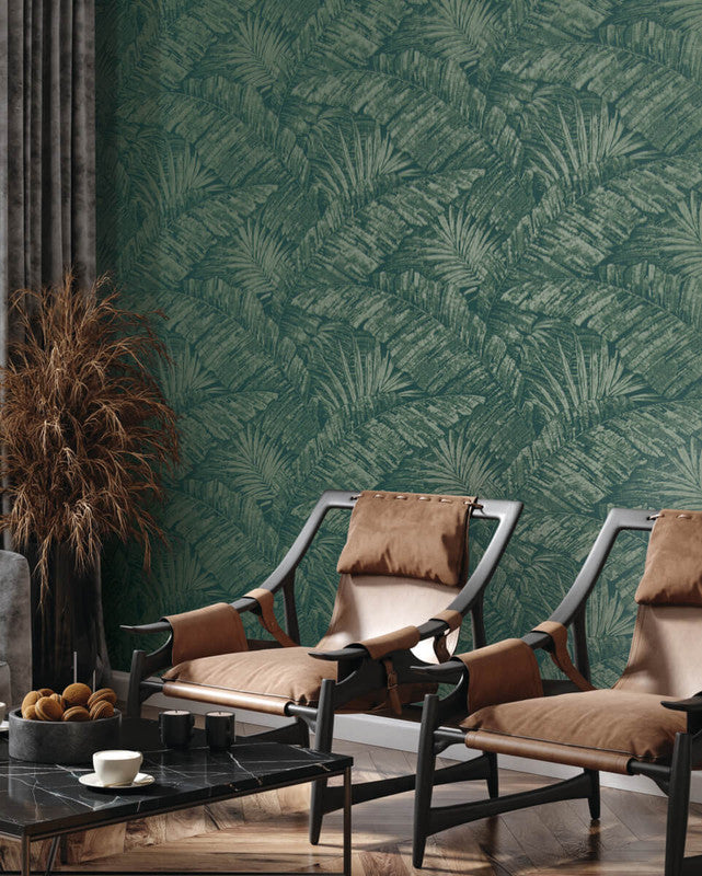 media image for Palm Cove Toile Wallpaper in Emerald Forest 284