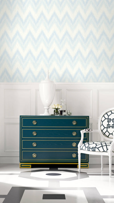 product image for Regent Flamestitch Stringcloth Wallpaper in Blue Frost and Eggshell from the Luxe Retreat Collection by Seabrook Wallcoverings 50