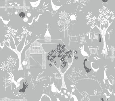 product image for Rise and Shine Peel-and-Stick Wallpaper in Grey and White by NextWall 90