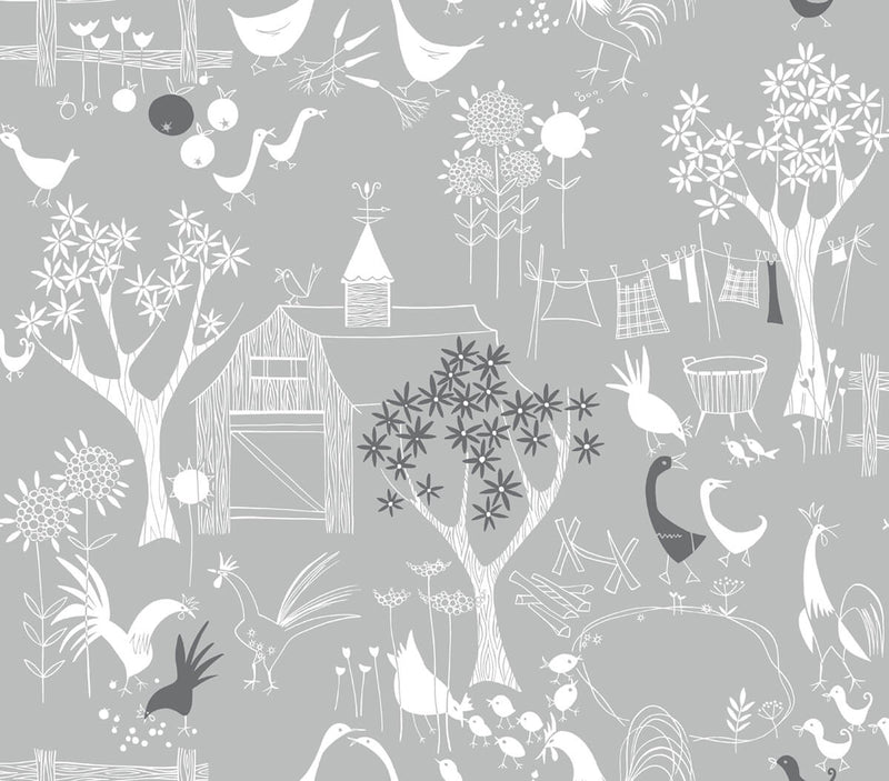 media image for Rise and Shine Peel-and-Stick Wallpaper in Grey and White by NextWall 245