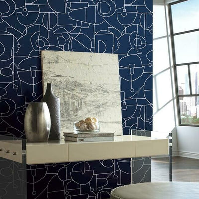 product image for Robotics Peel & Stick Wallpaper in Blue and White by York Wallcoverings 0