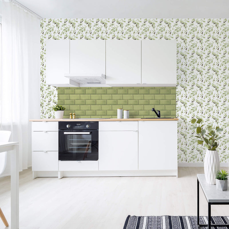 media image for Metro Tile Green Wallpaper from the Just Kitchens Collection by Galerie Wallcoverings 261