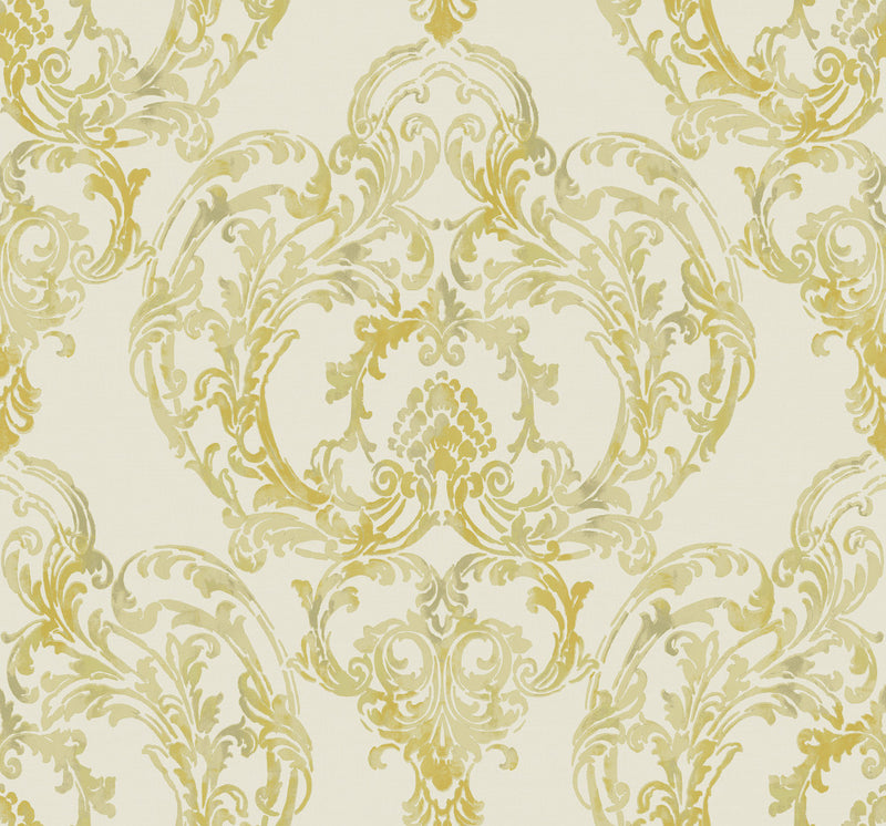 media image for Roxen Wallpaper in Ivory and Gold from the Lugano Collection by Seabrook Wallcoverings 218