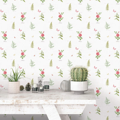 product image for Rose Botanical Motif Wallpaper in Red 55