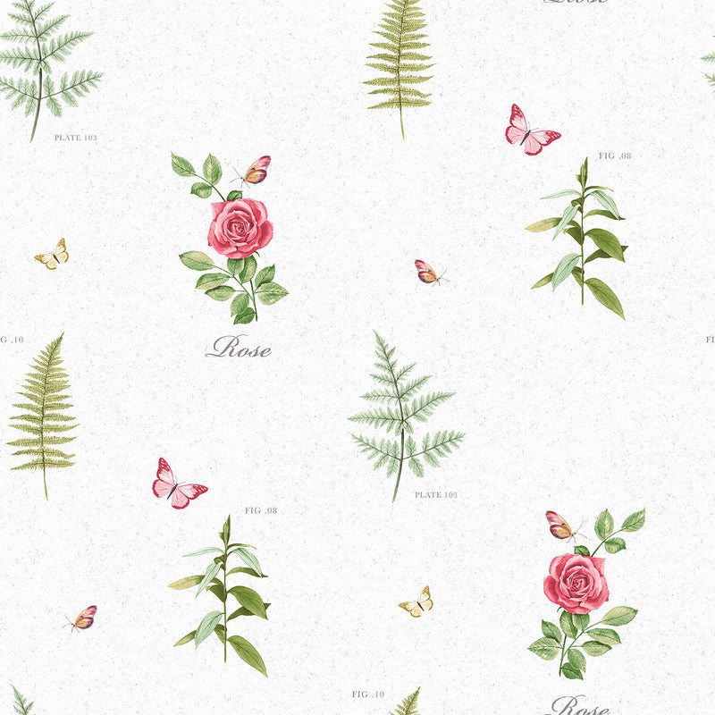 media image for Rose Botanical Motif Wallpaper in Red 20