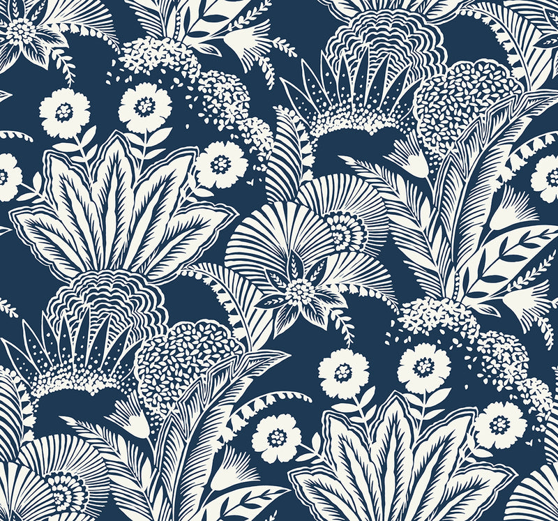 media image for Suvi Palm Grove Wallpaper in Nautical Blue 252