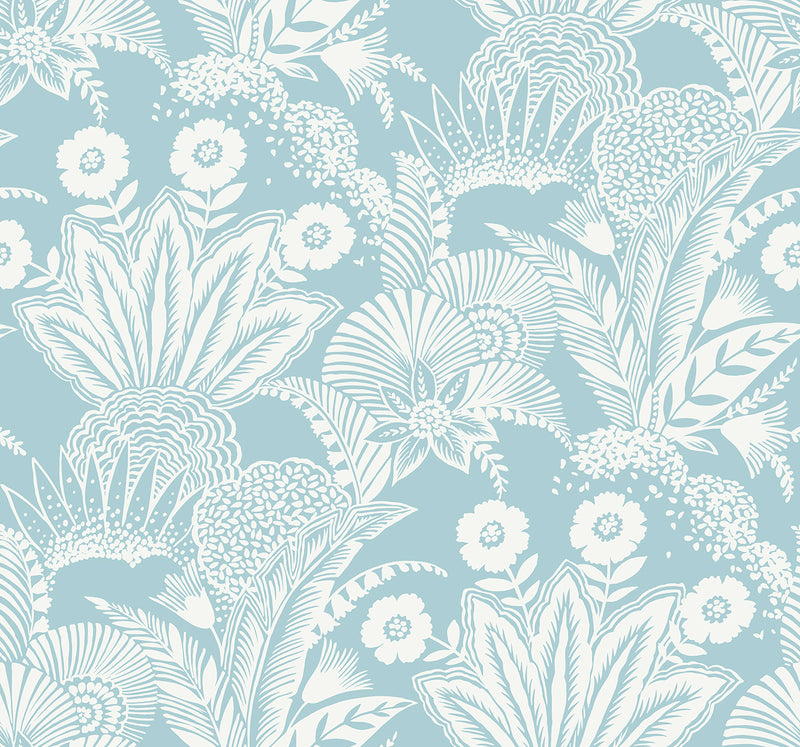 media image for Suvi Palm Grove Wallpaper in Sky Blue 29