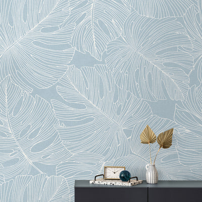 product image for Tarra Monstera Leaf Wallpaper in Early Sky 52