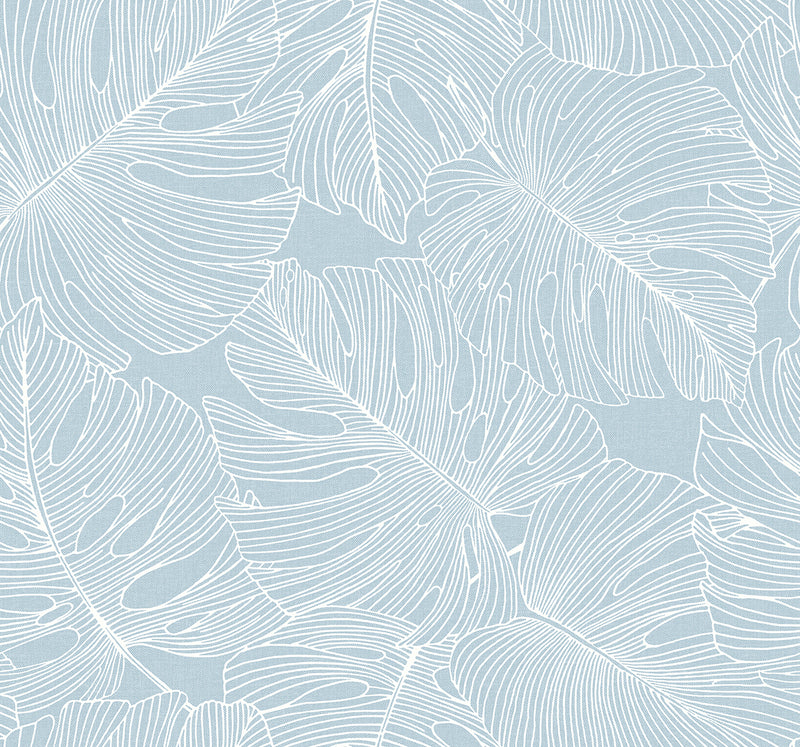 media image for Tarra Monstera Leaf Wallpaper in Early Sky 20