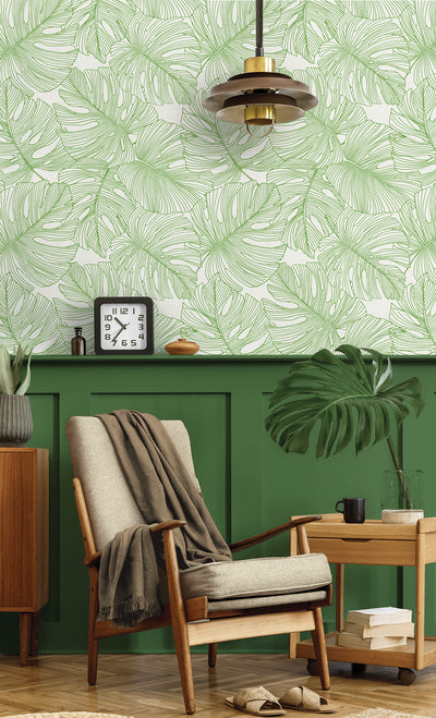 product image for Tarra Monstera Leaf Wallpaper in Hill Green 27