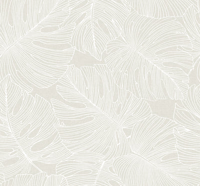 product image for Tarra Monstera Leaf Wallpaper in White Sand 64