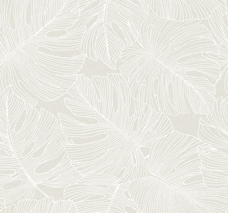 media image for Tarra Monstera Leaf Wallpaper in White Sand 290