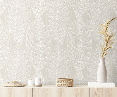 product image for Kira Leaf Husk Wallpaper in Pebble 81