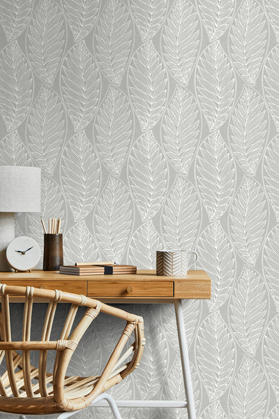 product image for Kira Leaf Husk Wallpaper in Harbor Grey 76