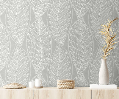 product image for Kira Leaf Husk Wallpaper in Harbor Grey 62