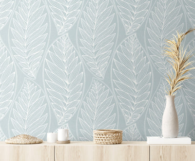 product image for Kira Leaf Husk Wallpaper in Cape Blue 73