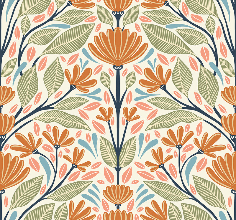 media image for Carmela Folk Floral Wallpaper in Summer Ends 21