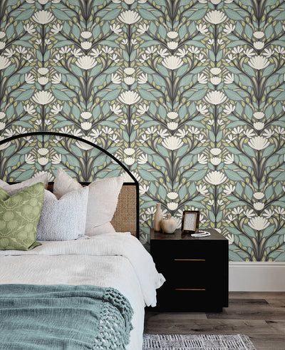 product image for Carmela Folk Floral Wallpaper in Spirit Grey 98