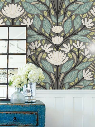 product image for Carmela Folk Floral Wallpaper in Spirit Grey 20