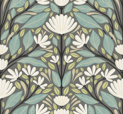 product image of Carmela Folk Floral Wallpaper in Spirit Grey 565